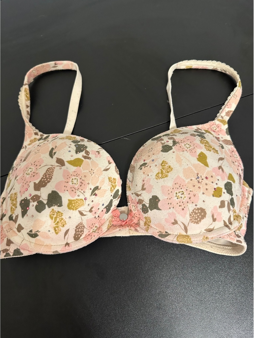 Victoria's Secret Pink floral print bra with rhinestone details